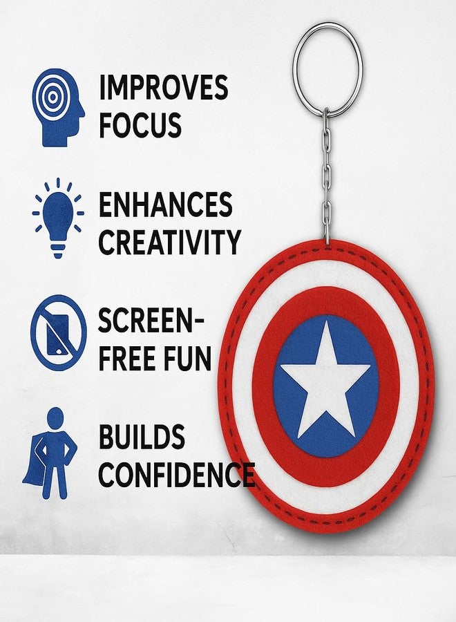 iCraft DIY Felt Keychain Kit for Kids - Easy Sew Plush Craft for Fine Motor Skills & Parent-Child Fun - Ages 6-12 (Captain America) - Image 5
